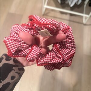 SEZAΕE Red Gingham slightly oversized hair scrunchie